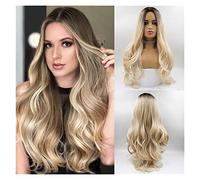 Peluca De Mujer Pelucas sintéticas marrones onduladas largas, peluca de pelo de parte media marrón for mujer, pelucas de Cosplay for fiestas diarias, fibra resistente al calor Pelucas Elegantes Para M