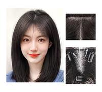 Peluca de Mujer Pieza de peluca con flequillo Parche de cabello humano real completo Esponjoso Aumentar el volumen del cabello Cubierta esponjosa Cabello gris Pelucas de Mujer Pieza de Pelo(13-(8-10)2