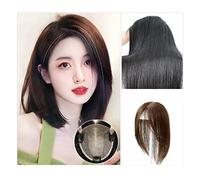 Peluca de Mujer Pieza de peluca Señoras Cabeza esponjosa Parte superior Cabello real Cabello blanco Pieza de parche Flequillo Pieza de peluca de cabello real Pelucas de Mujer Pieza de Pelo(06 - (12x13