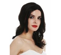 Peluca de Mujer Teil-Monofilament Largo Ondulado Raya en Medio Marrón Oscuro
