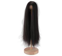Peluca de Muñeca 1/4 con Cuero Cabelludo Simulado, Textura Delicada, Pelo Largo y Liso para Bricolaje, Adecuada para Circunferencia de Cabeza de Muñeca de 18,5 a 21 Cm (BLACK)