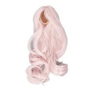 Peluca de muñeca rizada larga de seda suave con pelo Artificial realista con raya Central para muñecas articuladas de bola 1/3 SD DZ DD DOD BJDs (Crema Rosa)