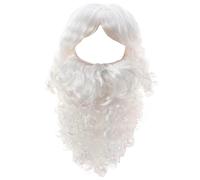 Peluca de Papá Noel, Juego de Peluca y Barba de Papá Noel para Hombres, 2 Piezas, Barba de Mago Larga con Correa Ajustable, Transpirable, Reutilizable para Fiesta de Navidad, Estilo 2, Disfraz de Gan