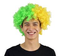 Peluca de payaso de pelo sintético para fanáticos del fútbol, amplia aplicación, para fiestas, multicolor, accesorio para la cabeza, disfraz divertido de Brasil