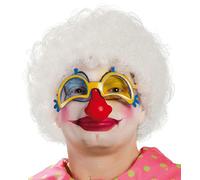 Peluca de payaso de rizos blanca