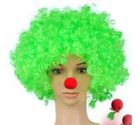 Peluca de payaso rizada y abultada de colores, cabello de payaso para cosplay, para cumpleaños, Navidad, Año Nuevo, discoteca, fiesta de adultos, suministros de regalo para niños, verde, 1 pieza, 12 P