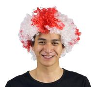 Peluca de payaso rizado, pelo sintético de Navidad, para fanáticos del fútbol, fiestas, multicolor, disfraz divertido de Inglaterra
