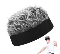Peluca de pelo con visera de algodón suave para la piel, sombrero blanco ajustable Navidad, cumpleaños, Acción de Gracias y Pascua.