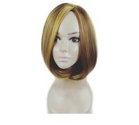 Peluca De Pelo Corto Europeo Y Americano, Moda Bobo Head, Lino, Teñido En Oro, Pelo Corto Y Liso, Tocado De Seda De Fibra Química