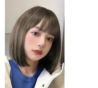 Peluca De Pelo Corto Marrón Frío, Flequillo De Aire Femenino, Bob Simulado, Estilo De Tocado Completo