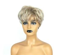 Peluca De Pelo Corto Para Mujer Rubia De 1 Pieza, Peluca Con Flequillo Inclinado, Pelo Corto Esponjoso De Varias Capas Para Mujer, Adecuada Para Cosplay, Disfraces, Fiestas Musicales