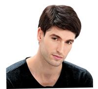 Peluca de pelo corto, peluca para hombre, recta, transpirable, ajustable, pelucas para hombre, reemplazo de pelo corto natural realista, masculino para disfraz de cosplay, marrón oscuro, pelucas real