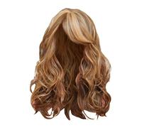 Peluca de pelo corto rizado largo y rizado rubio para mujer con pelo caliente, peluca larga y rizada rubia completa para mujer con pelo de calor, pelucas para mujer (marrón, talla única)