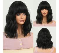Peluca De Pelo Corto Y Rizado Para Mujer, Flequillo De Aire, Pelo Rizado Medio Y Largo, Cubierta De Fibra Química