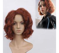 Peluca de pelo de cosplay de viuda negra GHK peluca rizada marrón sintética de los Vengadores cosplay para mujer disfraz Natasha Romanoff headwear