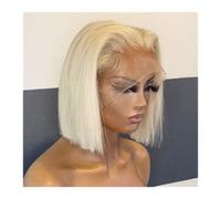 Peluca de pelo diario para mujer 613 Peluca rubia Bob Peluca recta corta Pre arrancada Parte T Encaje Pelucas de cabello humano con cabello de bebé Cabello brasileño 8-16 "HD Peluca recta transparente