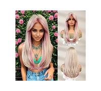 Peluca de pelo diario para mujer Peluca blanca rosada Pelucas sintéticas de buena calidad for mujer Cosplay femenino Pelucas baratas con envío gratis Uso diario Alta densidad para uso en disfraces de