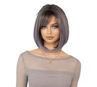 Peluca de pelo diario para mujer Peluca corta recta morada for fiestas diarias de mujeres para uso en disfraces de fiestas y cosplay