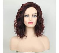 Peluca de pelo diario para mujer Peluca ondulada corta de color marrón claro for mujer, peluca rizada lateral, adecuada for uso diario en fiestas para uso en disfraces de fiestas y cosplay(Red)