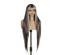 Peluca de pelo diario para mujer Peluca sintética con flequillo, pelucas largas y rectas de colores destacados for mujeres para uso en disfraces de fiestas y cosplay