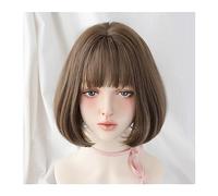 Peluca de pelo diario para mujer Pelucas sintéticas rectas cortas Bob de Color lino con flequillo for mujer, Cosplay de Lolita Matilda, accesorios for el cabello naturales y flexibles for uso diario p