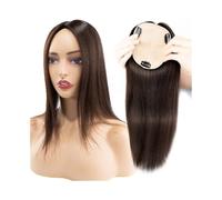 Peluca de pelo europeo para el cuidado personal, 12,7 x 14 cm, transpirable, base de seda completa, extensiones de pelo liso de 20,3 a 40,6 cm, con 3 clips en el accesorio para mujeres con pérdida de