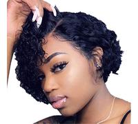 Peluca de pelo humano Breve Afro Crespo Rizos peluca delantera del encaje brasileño peluca de pelo ondulado africano American Mujeres de color negro natural peluca