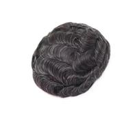 Peluca de pelo humano con línea de pelo natural para hombre, de 0,06 a 0,08 | Base completa de poliuretano, n.º 1B20, eje de 30 mm, 110 % densidad, nudo simple (6"x8")