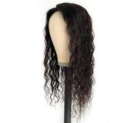 Peluca de pelo humano ondulado suelto con base de seda para mujer, 12 x 14 cm, con clips de extensiones de pelo (40,6 cm)
