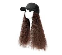 Peluca de pelo largo con gorro de béisbol ajustable, gorra ajustable (B, talla única)