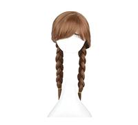 Peluca de pelo largo de Anna con trenzas, peluca sintética para cosplay de anime, para fiesta de Halloween y cosplay