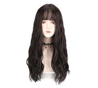 Peluca De Pelo Largo Para Mujer, Flequillo De Aire, Peluca Rizada De Lana, Pelo Artificial
