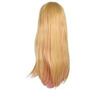 Peluca de pelo largo y liso para mujer, peluca dorada para cosplay, resistente al calor, peluca recta ajustable para Halloween, fiesta diaria