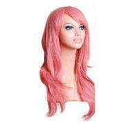 Peluca de pelo largo y ondulado para mujer, peluca sintética resistente al calor para cosplay para fiesta de Halloween, fiesta de Navidad, actuación en escenario 70 cm 27,6 pulgadas (rosa)