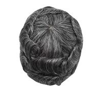 Peluca de pelo para hombre Peluca de cabello humano natural con cabello gris for hombre, prótesis capilar for hombre, pelucas de cabello humano indio de PU con encaje suizo for hombres Peluca para hom