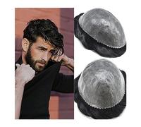 Peluca de pelo para hombre Prótesis de cabello masculino Pieza de cabello humano indio de 6 "de largo 0,08-0,12 mm Piel fina duradera Nudo invisible Hombres Tupé Unidades de sistema de cabello negro s