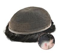 Peluca de pelo para hombre Tupé for hombres Hombres ondulados Postizos de encaje Cabello masculino transpirable Prótesis capilar Base de encaje francés completo Unidad de sistemas de cabello humano Pe