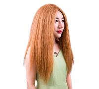 Peluca De Pelo Real Escaldado De Maíz Marrón Claro Peluca De Pelo Real Pelo Largo Y Rizado Peluca De Pelo Real Pelo Largo Y Rizado Peluca Dividida