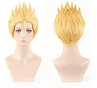 Peluca de pelo rizado rubio hasta los hombros de 50 cm, sin calor, sintética, con gorro de fiesta, for hombres y mujeres, for Cosplay, Manjiro Sano, peluca de disfraz con gorro de peluca incluido