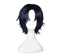 Peluca de pelo sintético de Guren Ichinose de Seraph of The End de anime para cosplay, 30 cm, color azul marino, resistente al calor