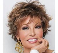 Peluca de pelo sintético en capas de color cobre con flequillo, color castaño rojizo y rizado, corta, para mujer, de 1 a 12 pulgadas