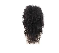 Peluca de pelo sintético for hombre, peluca fiesta disco los años 70, pelucas Hippie, disfraces masculinos rizado largo marrón, rockero 80, 1 ud