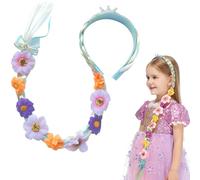 Peluca de princesa de hielo XYTAHDM con cola de caballo azul, trenzas de copo de nieve, peluca de juego de rol que hace que tu niña parezca una princesa, adecuada para fiestas rave