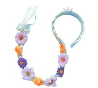 Peluca de rapunzel para niños, 27 pelucas largas y trenzadas diademas, cabello rapunzel con flores de tiara adornadas, peluca enredada para niñas princesas vestidas de vestir, estilo 2, pelucas trenz