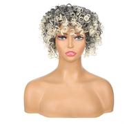 Peluca de rastas de 12,7 cm, uso completo, 16 x 18 cm, media peluca trenzada con clip, peluca sintética para cabello fino, rizos afro, peluca de rastas (1BT613)