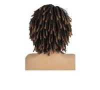 Peluca de Rastas marrón ombré, pelucas pelo corto fibra sintética for mujer, peinado Hip-Hop rizado trenzado diario, 1 ud(Ombre Brown2)