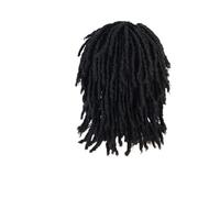 Peluca de Rastas marrón ombré, pelucas pelo corto fibra sintética for mujer, peinado Hip-Hop rizado trenzado diario, 1 ud(Black)