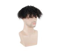 Peluca de repuesto for peluquín con Base de PU Mono de encaje de cabello humano Rem for hombre rizado rizado 1B negro(6x8)