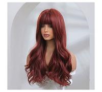 Peluca de repuesto para el cabello, color rojo vino, ondulado, largo, rizado, de seda de alta temperatura, perfecto para fiestas diarias, pelucas diarias