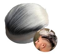 Peluca de repuesto Peluca de cabello humano indio for hombres, peluquín con encaje y base PU, sistemas frontal, prótesis masculino 8 × 10 "# 1B/60 piezas liso color for Diario